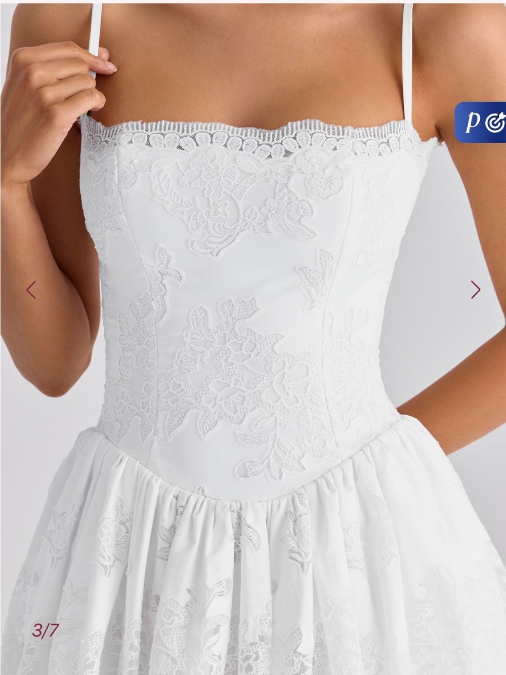 Chloe White Lace Broderie Anglaise Mini Dress - Picture 2 of 6